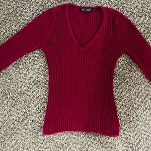 VINTAGE KOJI YOHJI Women's Red V-Neck Sweater- MINT condition